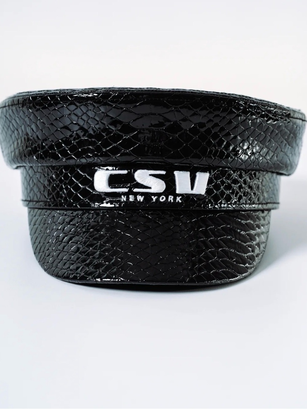 CSV New York Black Python Leather Hat